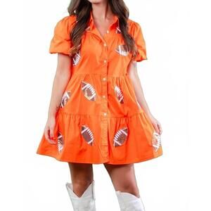 NEW LULA THE LABEL sequin football dress in orange
